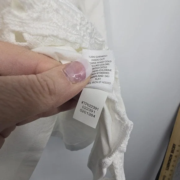 J. Jill Lace Overlay Blouse Top Women's LG White Cotton Modal Coquette Cottage - Picture 8 of 12